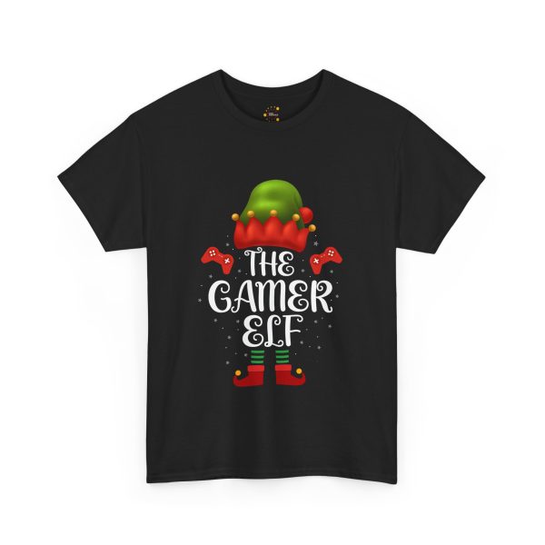 Christmas The Gamer Elf Black Color T-Shirt For Unisex Heavy Cotton Tee