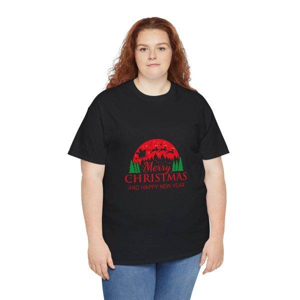 Merry Christmas And Happy New Year Black Color T-Shirt For Unisex Heavy Cotton Tee