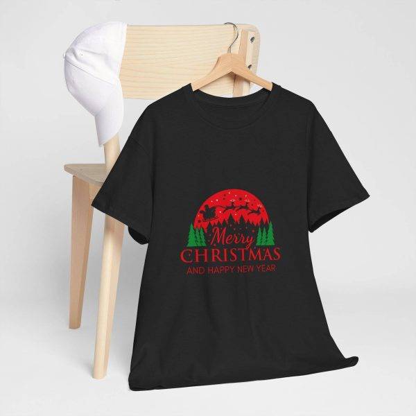 Merry Christmas And Happy New Year Black Color T-Shirt For Unisex Heavy Cotton Tee