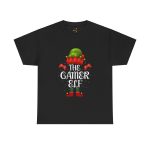 Christmas The Gamer Elf Black Color T-Shirt For Unisex Heavy Cotton Tee