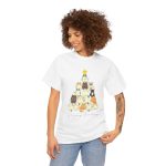 Cats Christmas Tree White Color Tshirt For Unisex Heavy Cotton Tee