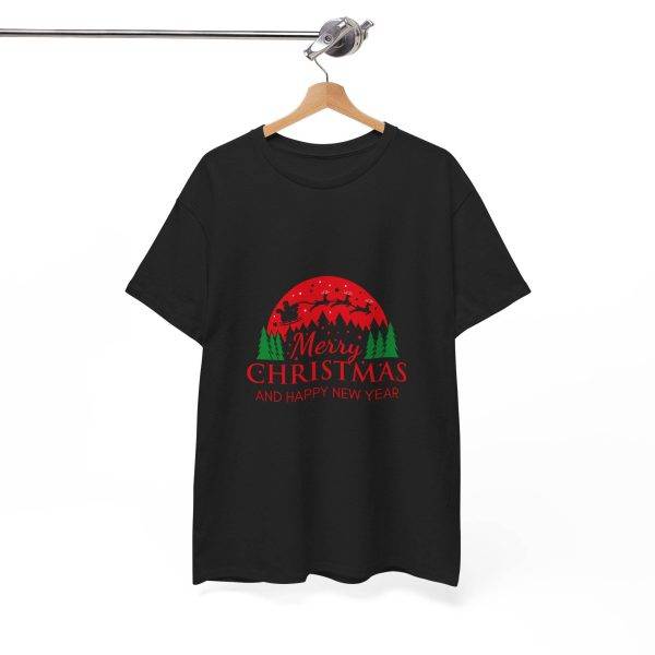 Merry Christmas And Happy New Year Black Color T-Shirt For Unisex Heavy Cotton Tee