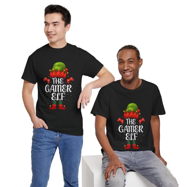 Christmas The Gamer Elf Black Color T-Shirt For Unisex Heavy Cotton Tee