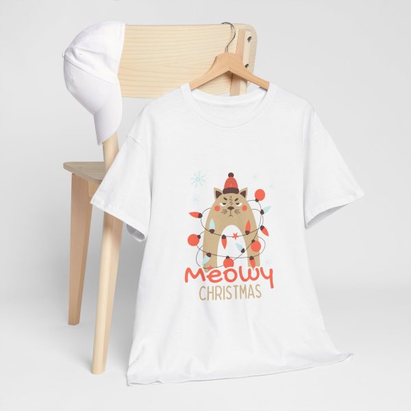 Meowy Christmas White Color Tshirt For Unisex Heavy Cotton Tee