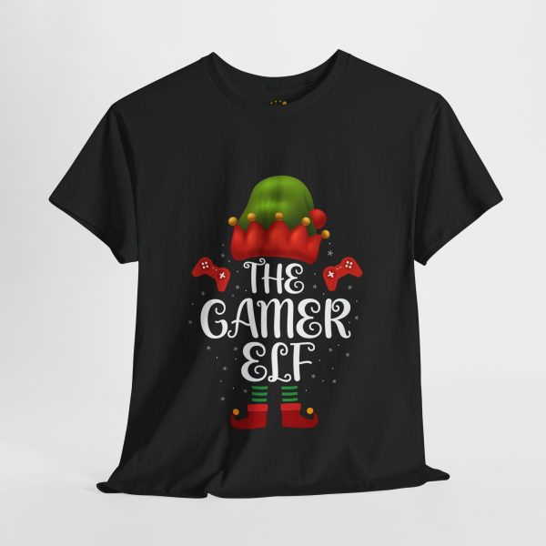 Christmas The Gamer Elf Black Color T-Shirt For Unisex Heavy Cotton Tee