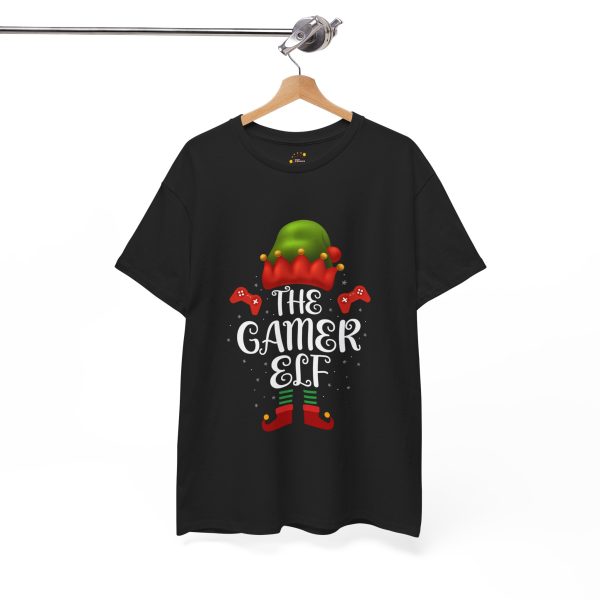 Christmas The Gamer Elf Black Color T-Shirt For Unisex Heavy Cotton Tee