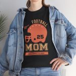 Mother Football Mom Black Color T-Shirt For Unisex Heavy Cotton Tee