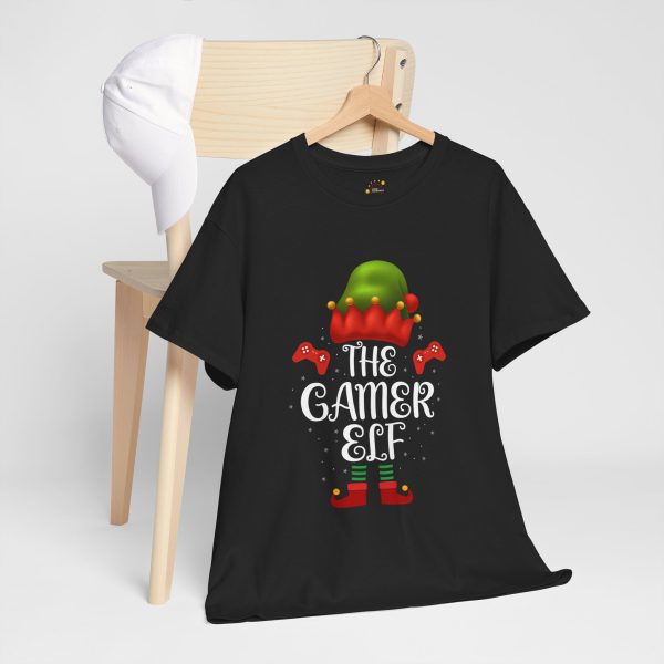 Christmas The Gamer Elf Black Color T-Shirt For Unisex Heavy Cotton Tee