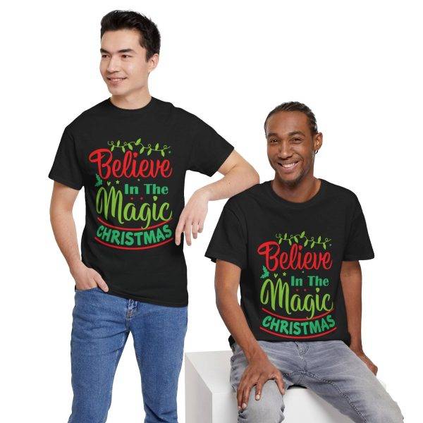 Believe in Magic Of Christmas Black Color T-Shirt For Unisex Heavy Cotton Tee
