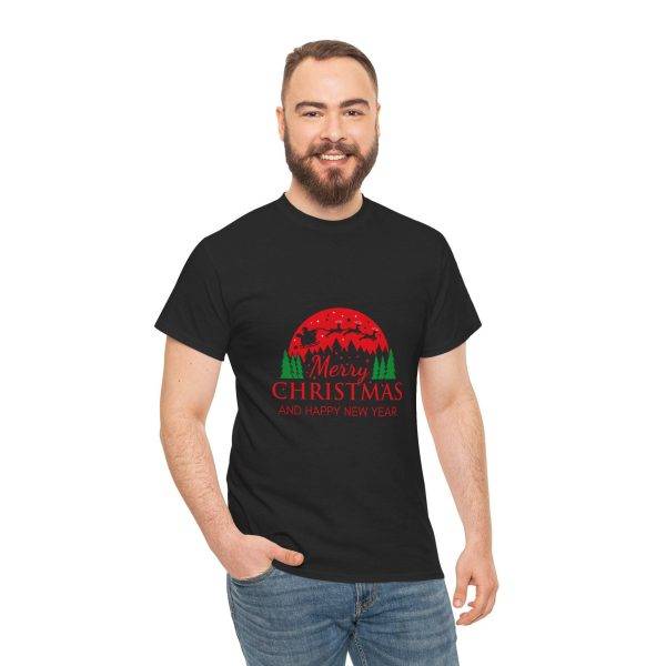 Merry Christmas And Happy New Year Black Color T-Shirt For Unisex Heavy Cotton Tee