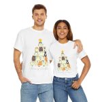 Cats Christmas Tree White Color Tshirt For Unisex Heavy Cotton Tee
