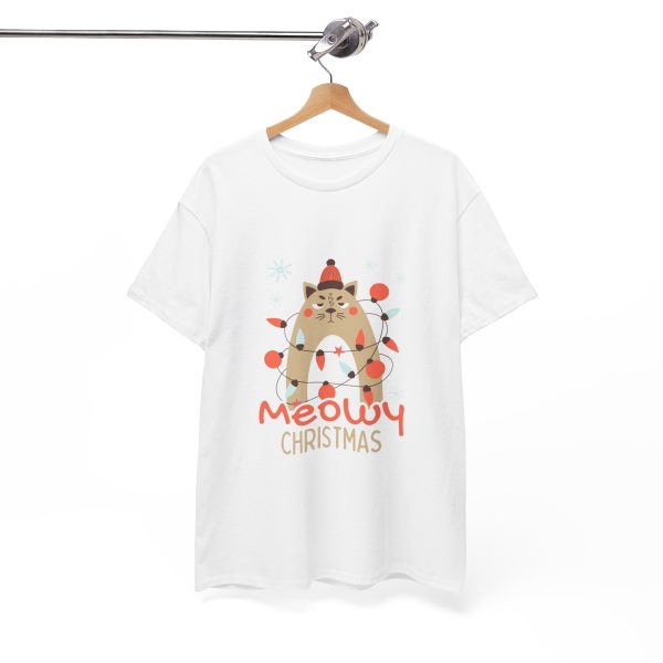 Meowy Christmas White Color Tshirt For Unisex Heavy Cotton Tee