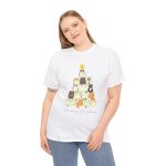 Cats Christmas Tree White Color Tshirt For Unisex Heavy Cotton Tee