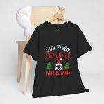 Our First Christmas Mr & Mrs Black Color T-Shirt For Unisex Heavy Cotton Tee