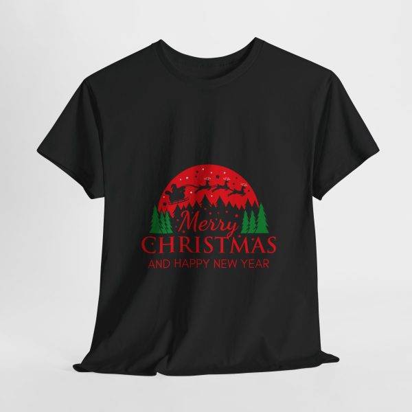 Merry Christmas And Happy New Year Black Color T-Shirt For Unisex Heavy Cotton Tee