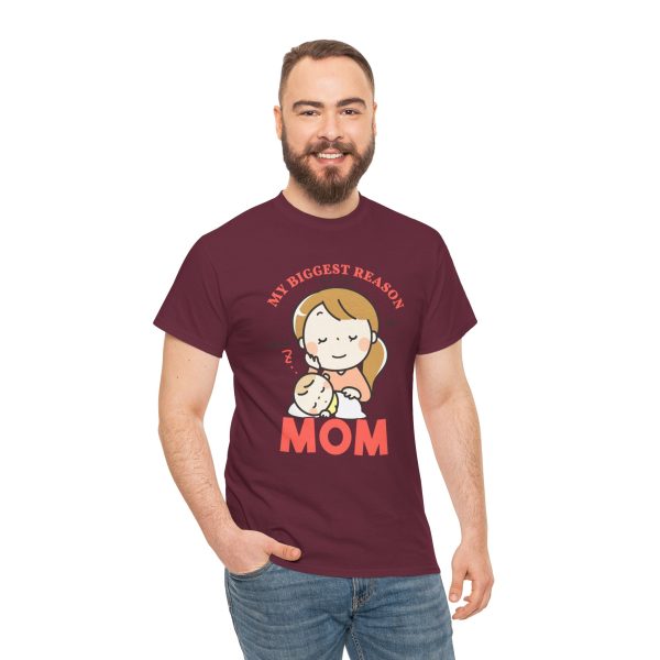 Mother My Biggest Reason Mom Maroon Color T-Shirt For Unisex Heavy Cotton Tee