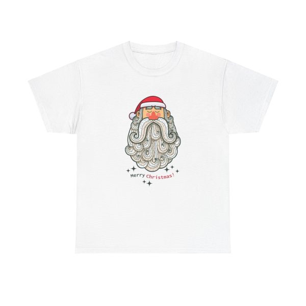 Merry Christmas Santa Head  White Color T-Shirt For Unisex Heavy Cotton Tee