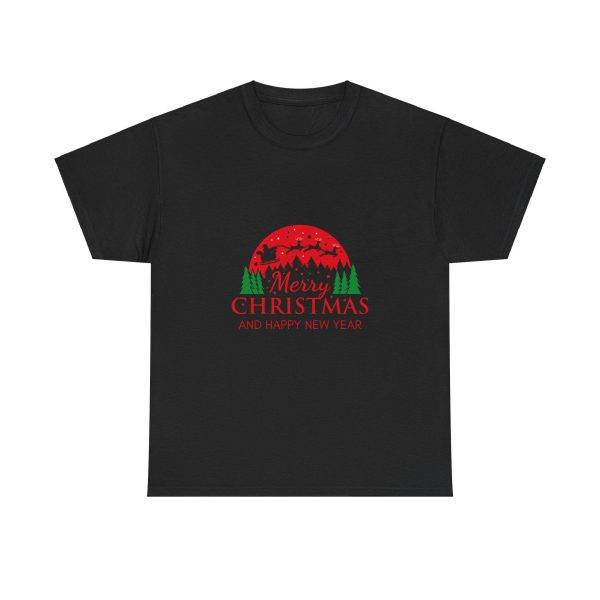 Merry Christmas And Happy New Year Black Color T-Shirt For Unisex Heavy Cotton Tee
