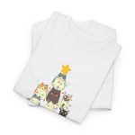 Cats Christmas Tree White Color Tshirt For Unisex Heavy Cotton Tee