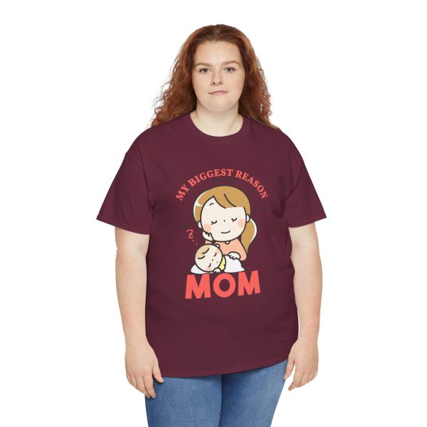 Mother My Biggest Reason Mom Maroon Color T-Shirt For Unisex Heavy Cotton Tee