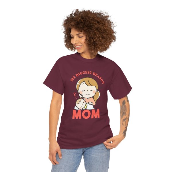 Mother My Biggest Reason Mom Maroon Color T-Shirt For Unisex Heavy Cotton Tee