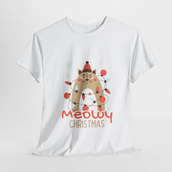 Meowy Christmas White Color Tshirt For Unisex Heavy Cotton Tee