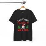 Our First Christmas Mr & Mrs Black Color T-Shirt For Unisex Heavy Cotton Tee