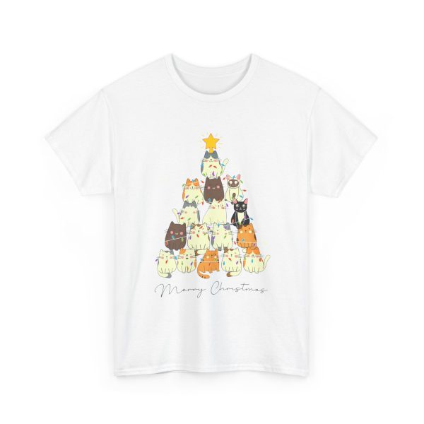 Cats Christmas Tree White Color Tshirt For Unisex Heavy Cotton Tee