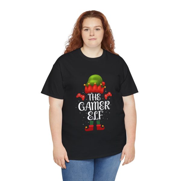 Christmas The Gamer Elf Black Color T-Shirt For Unisex Heavy Cotton Tee
