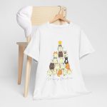Cats Christmas Tree White Color Tshirt For Unisex Heavy Cotton Tee