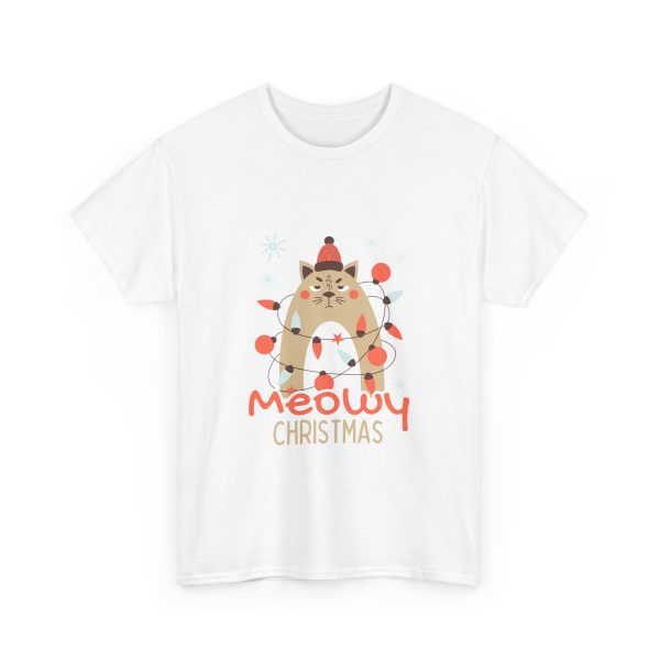 Meowy Christmas White Color Tshirt For Unisex Heavy Cotton Tee
