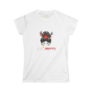 Marry Christmas White Color Tshirt For Women's Softstyle Tee