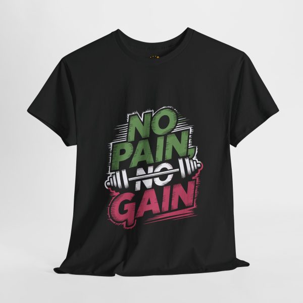 Gym No Pain No Gain Black Color T-Shirt For Unisex Heavy Cotton Tee