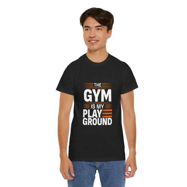 The gym is my play ground Black color gym tshirt for Unisex Heavy Cotton Tee