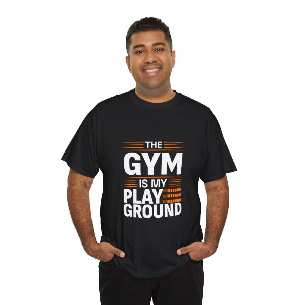 The gym is my play ground Black color gym tshirt for Unisex Heavy Cotton Tee