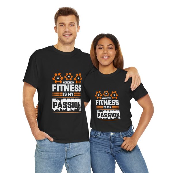 Fitness Is My Passion gym Black color Tshirt For Unisex Heavy Cotton Tee