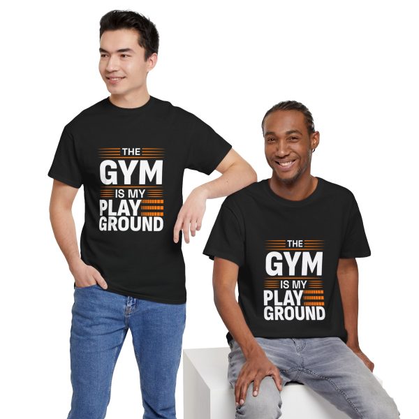 The gym is my play ground Black color gym tshirt for Unisex Heavy Cotton Tee