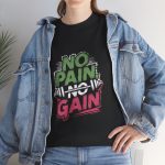 Gym No Pain No Gain Black Color T-Shirt For Unisex Heavy Cotton Tee