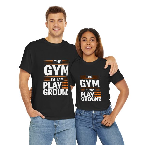 The gym is my play ground Black color gym tshirt for Unisex Heavy Cotton Tee