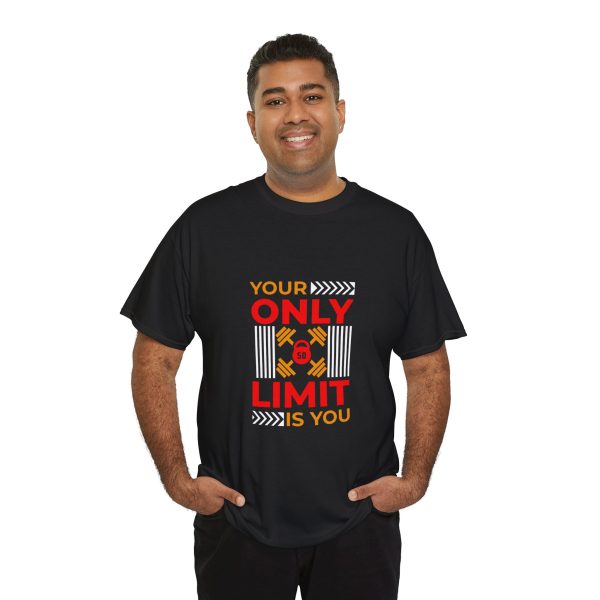 Your only limit is you black color gym for Unisex Heavy Cotton Tee