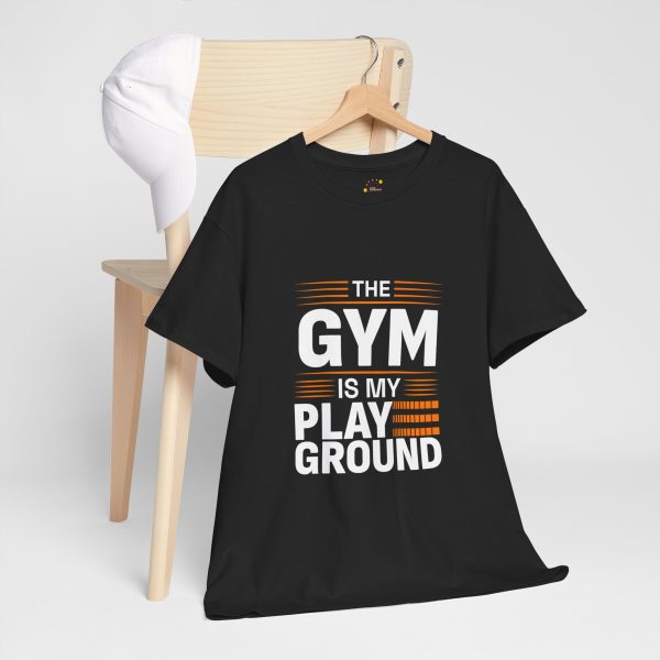 The gym is my play ground Black color gym tshirt for Unisex Heavy Cotton Tee