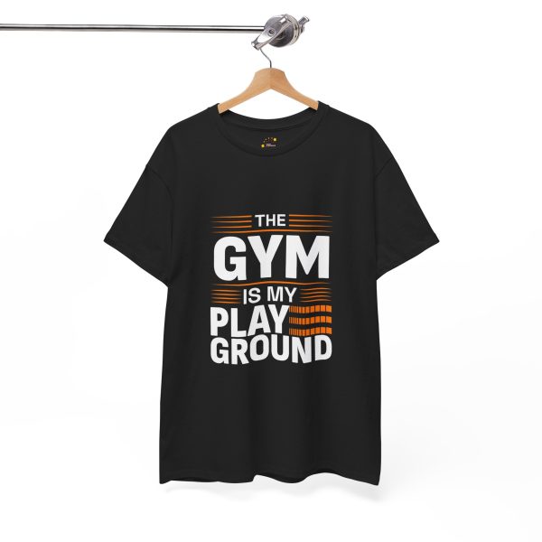 The gym is my play ground Black color gym tshirt for Unisex Heavy Cotton Tee