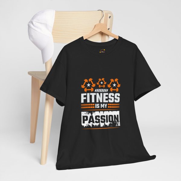Fitness Is My Passion gym Black color Tshirt For Unisex Heavy Cotton Tee