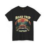 Road Trip Captain Black Color T-Shirt For Unisex Heavy Cotton Tee