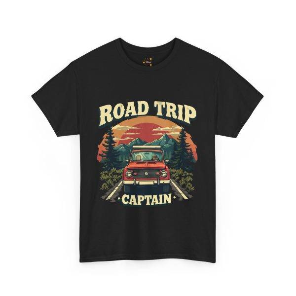 Road Trip Captain Black Color T-Shirt For Unisex Heavy Cotton Tee