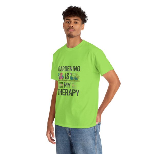 Gardening is My Therapy Unisex Heavy Cotton Tee - Vibrant Green T-Shirt for Plant Lovers