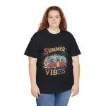 Summer Vibes Black Color T-Shirt For Unisex Heavy Cotton Tee