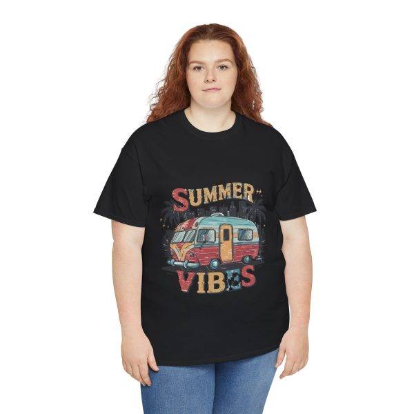 Summer Vibes Black Color T-Shirt For Unisex Heavy Cotton Tee