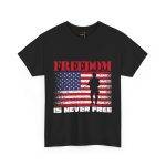 Freedom US Flag Black Color T-Shirt For Unisex Heavy Cotton Tee