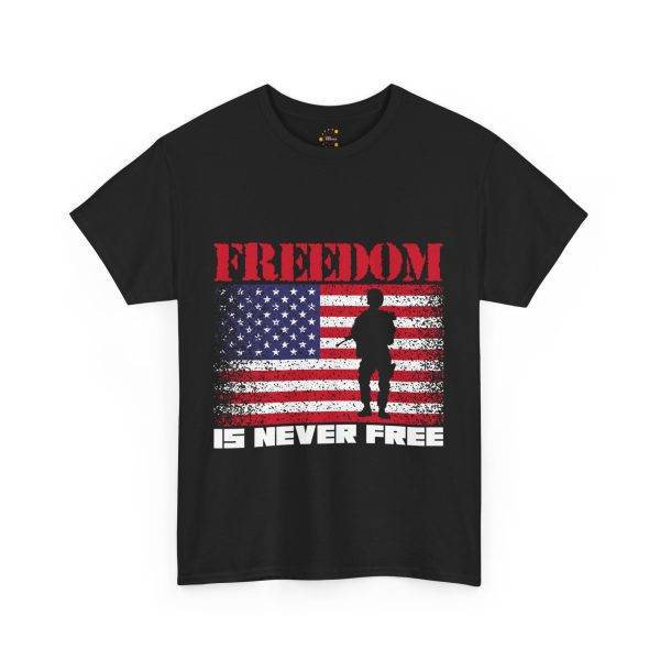 Freedom US Flag Black Color T-Shirt For Unisex Heavy Cotton Tee